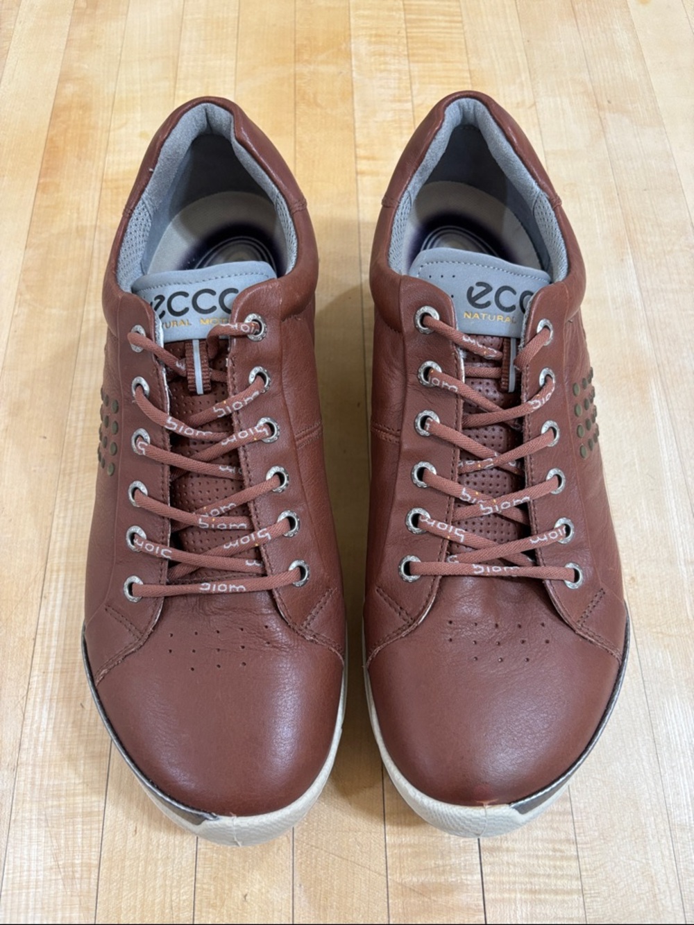 Ecco Men’s Size 9 Street Yak Biom‎ Soft Spikeless Golf Shoes Brown Silver